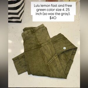 Olive Green women’s Lululemon Fast and Free Leggings